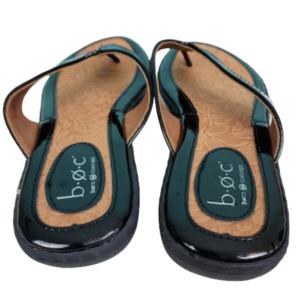 Born Concept patent leather strapy sandals, women's size 7M, black and brown - Picture 3 of 6